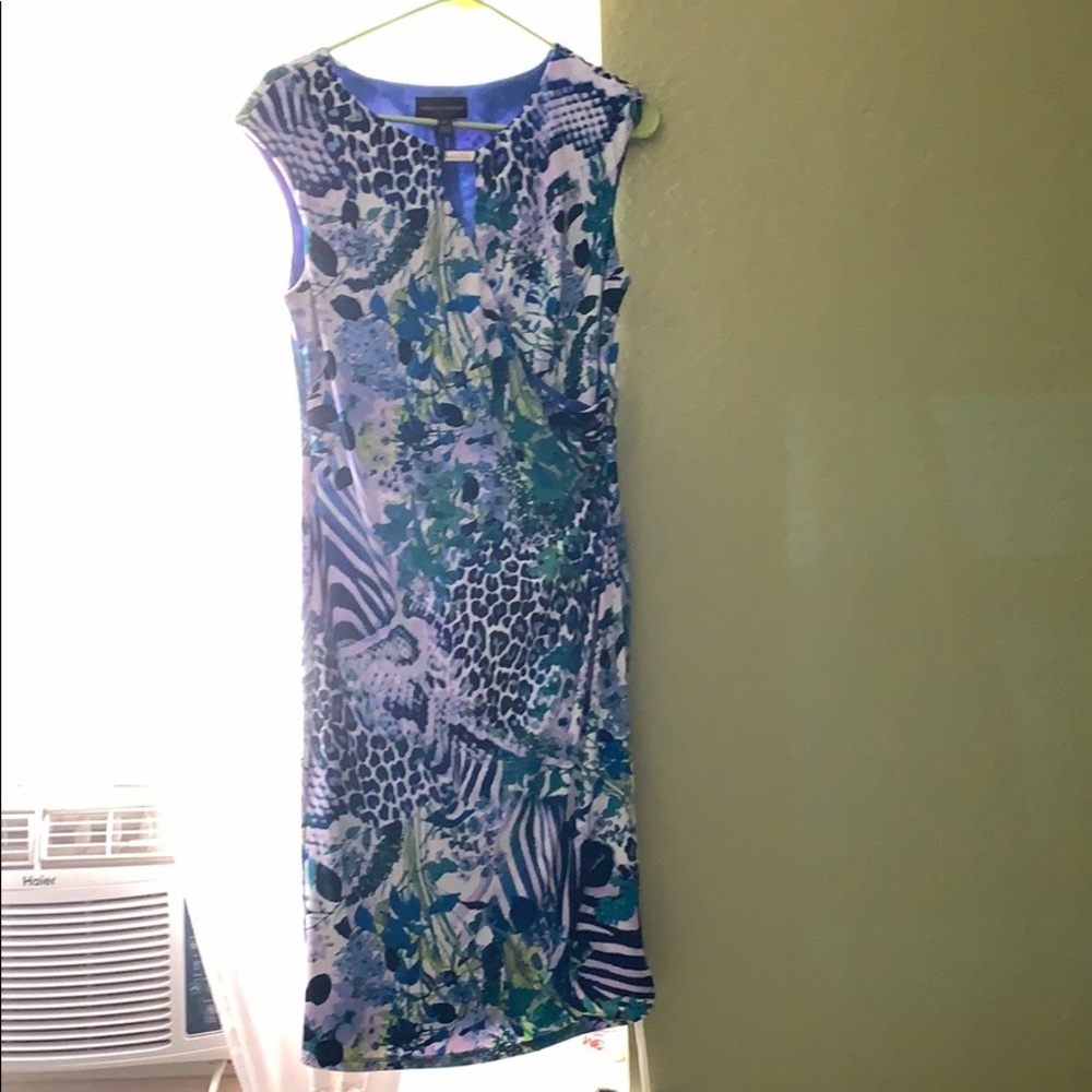 Royal blue and black multi print